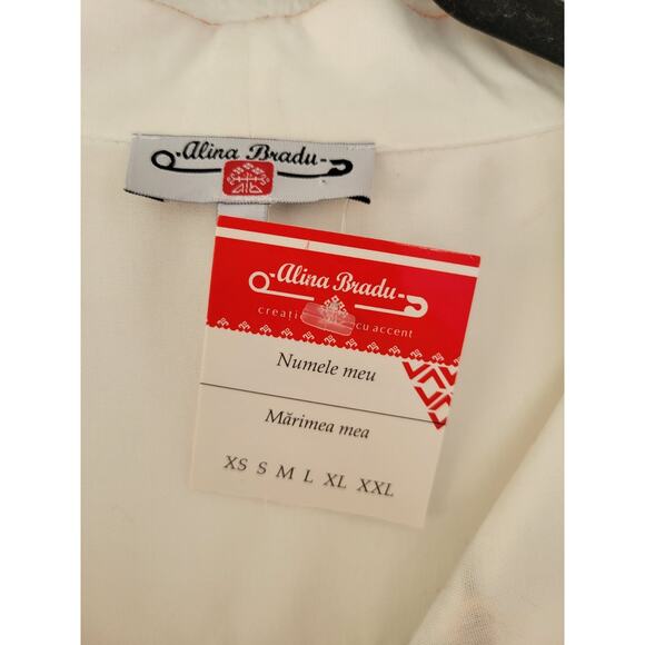 Alina Bradu Womens Size XL Embroidered Top BOHO Peasant Blouse Folk Shirt Floral - Picture 3 of 7